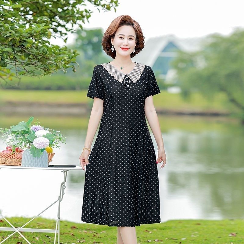 Summer Clothing Over 60 - Modna letnia długa sukienka elastyczna codzienna