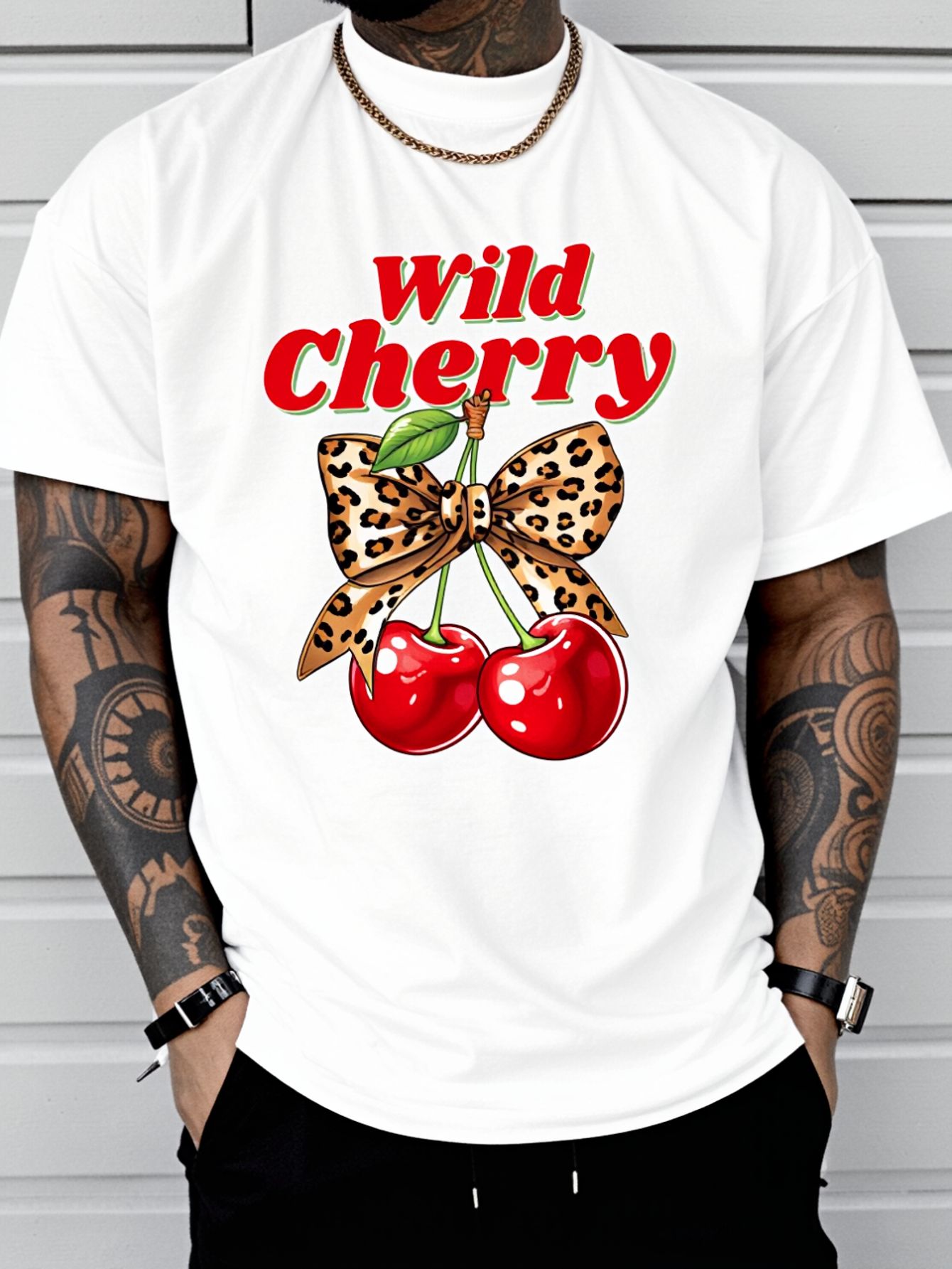 Summer Clothing Vibes - Koszulka z nadrukiem Cherry Lover Leopard