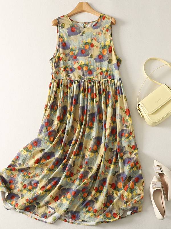 Summer Clothing Vibes - Letnia luźna sukienka maxi w kwiatowy