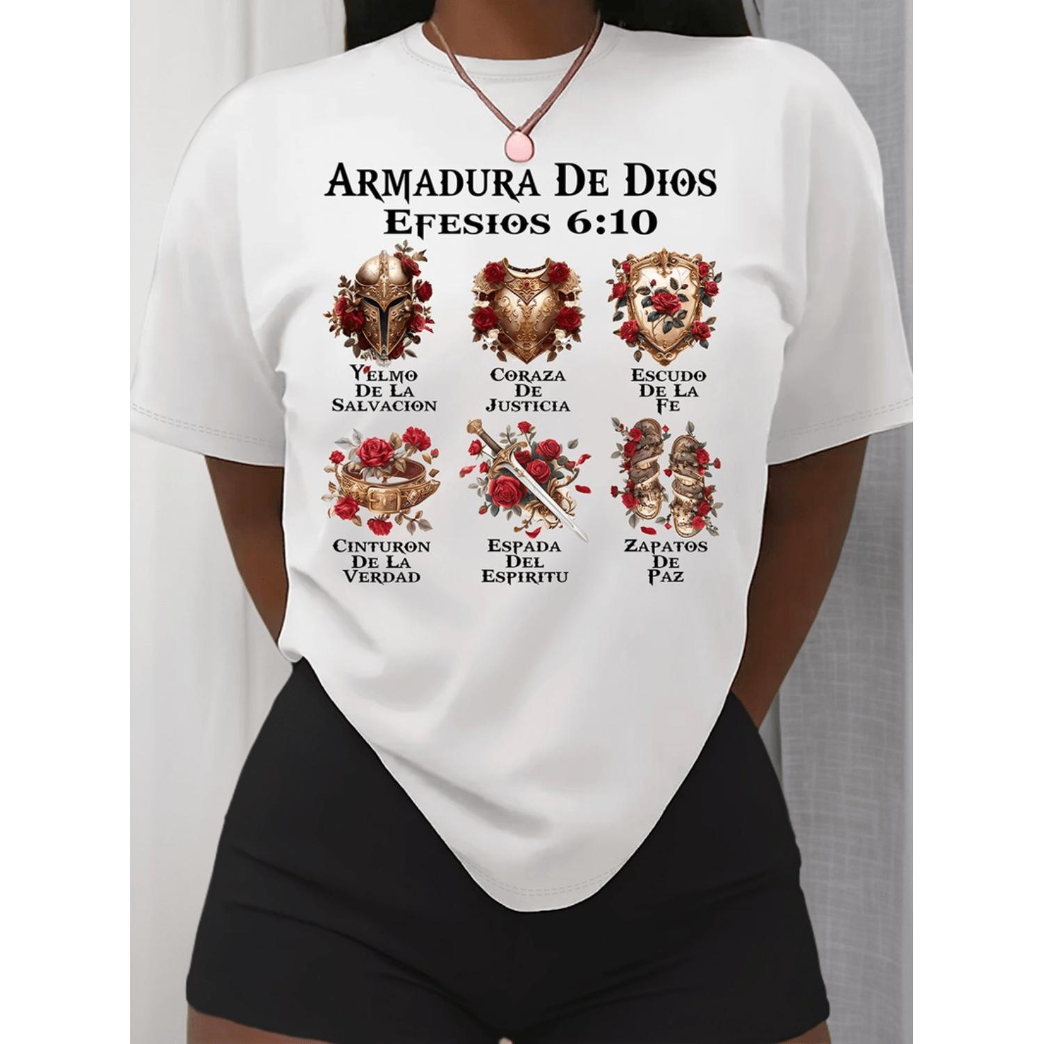 Summer Clothing In Spanish - Damska koszulka casual z krótkim rękawem,